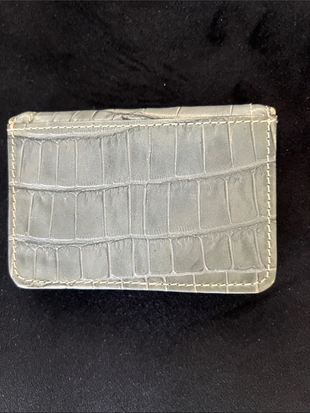 Brighton Croc-Embossed Heart Card Wallet - gray